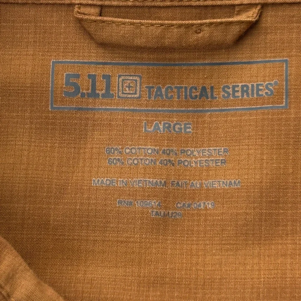 5.11 Tactical Shirt Men Large Orange Short Sleeve Snap Front Vented Conceal 511 - Picture 2 of 8